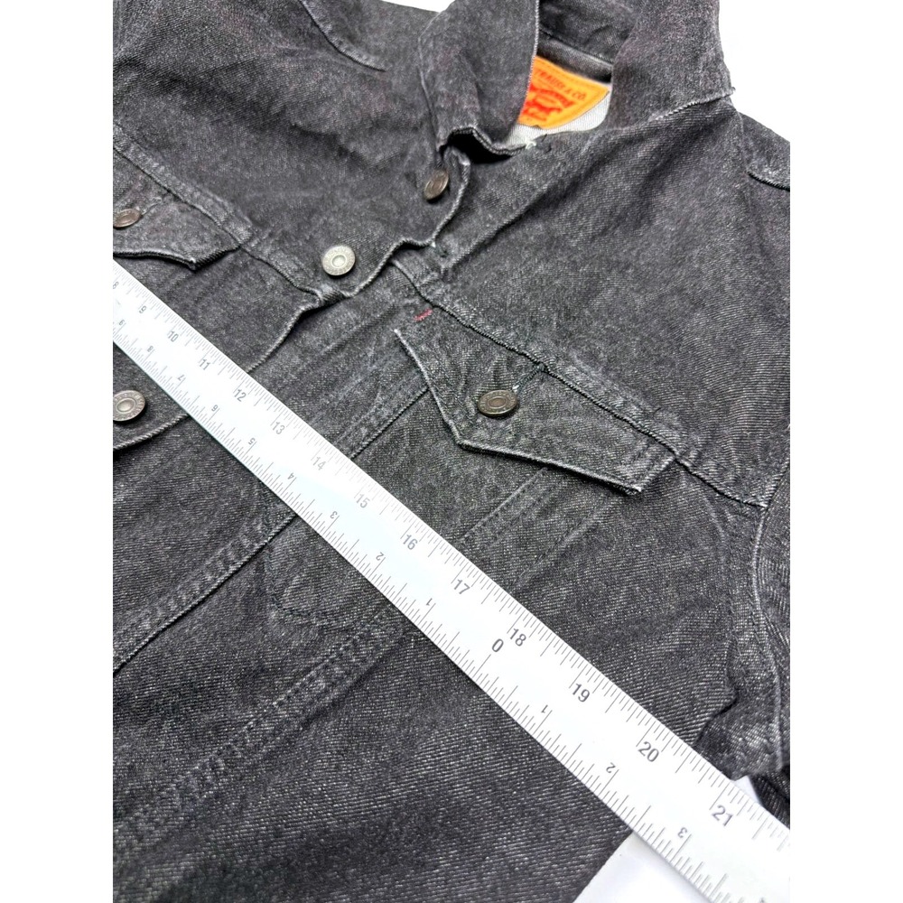 Vintage Levis Denim Trucker Jacket Mens XL Black Charcoal Red Tab Jean Coat - Picture 5 of 7